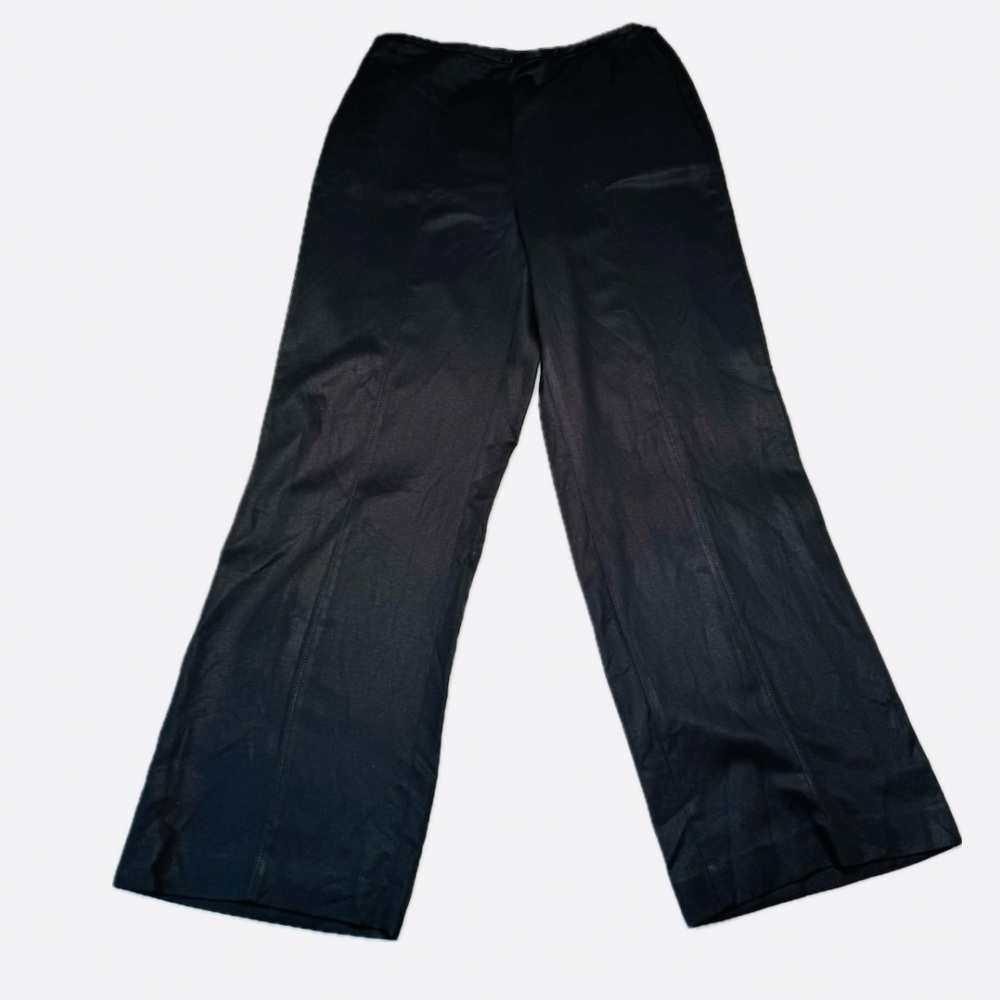 Linen Blend Wide-Leg Pants Black Size 32W